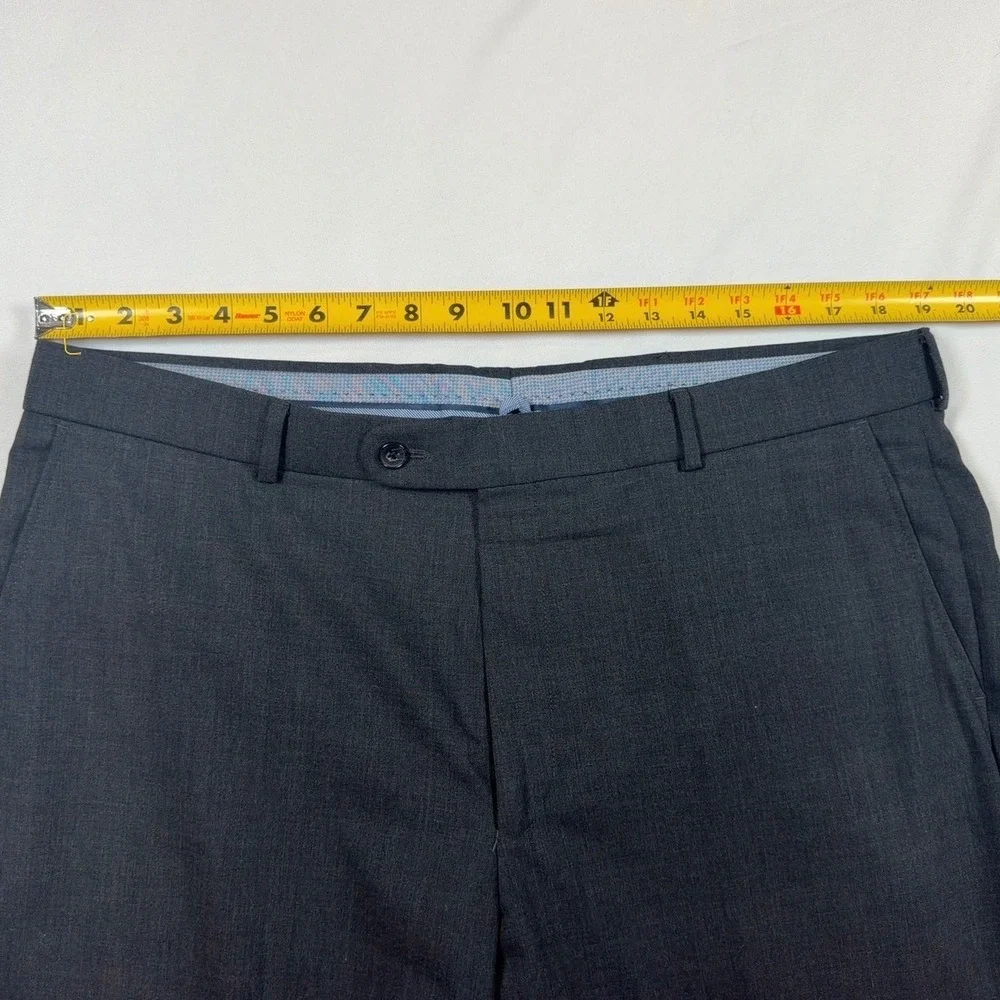 Ballin Mens Super 120s Wool Dress Pants Charcoal Gray Flat Front Size 38x30